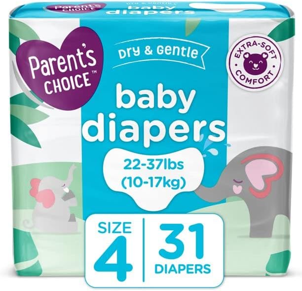 Dry and Gentle Baby Diapers, Size 4, 31 Count Yellow