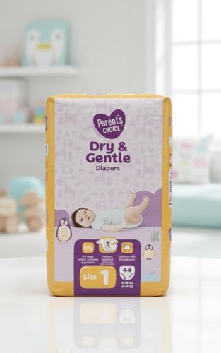 Dry & Gentle Diapers, Size 1, 44 Count