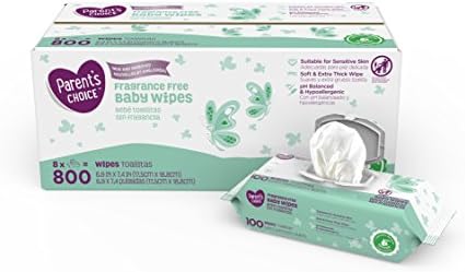 Fragrance Free Baby Wipes, 8 packs of 100