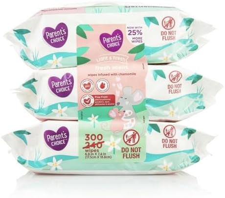 Fresh Scent Baby Wipes, 300 Count, Pink Green White Packaging