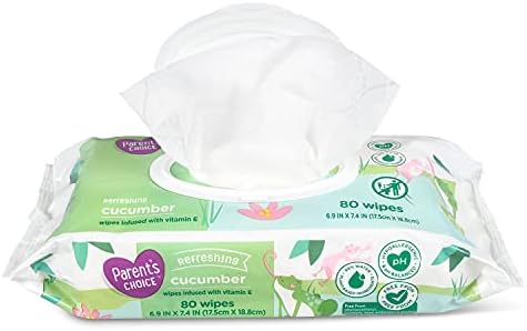 Refreshing Cucumber Scent Baby Wet Wipes Infused with Vitamin E and Aloe, 240 Count
